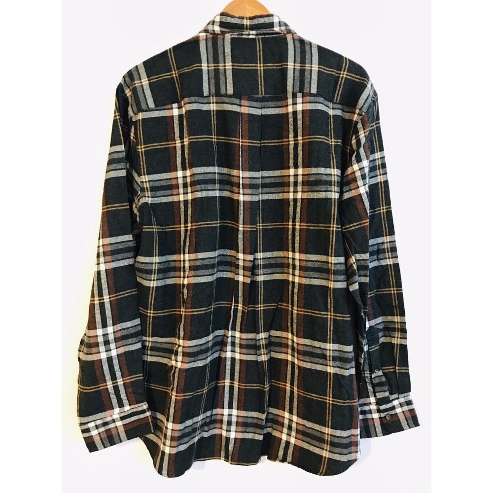 New St. John's Bay Plaid Flannel XL Long Sleeve Button Down Shirt Gray Brown - Picture 6 of 6